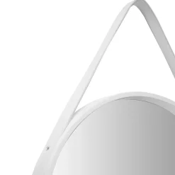 Wohnen Spiegel|Flurspiegel*Retro Wandspiegel mit Kunstleder in Weiß - Composia