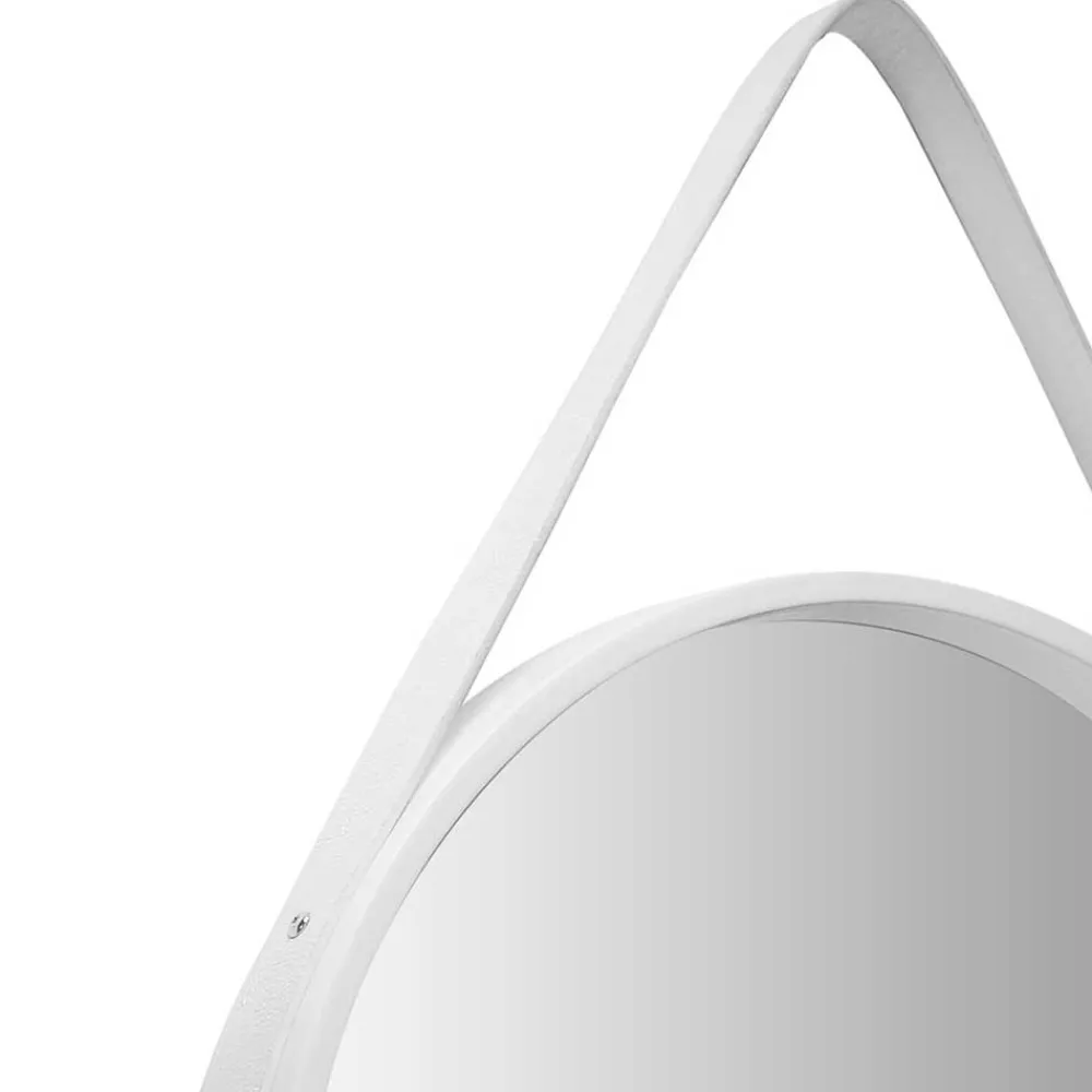 Wohnen Spiegel|Flurspiegel*Retro Wandspiegel mit Kunstleder in Weiß - Composia