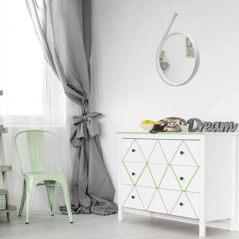 Wohnen Spiegel|Flurspiegel*Retro Wandspiegel mit Kunstleder in Weiß - Composia