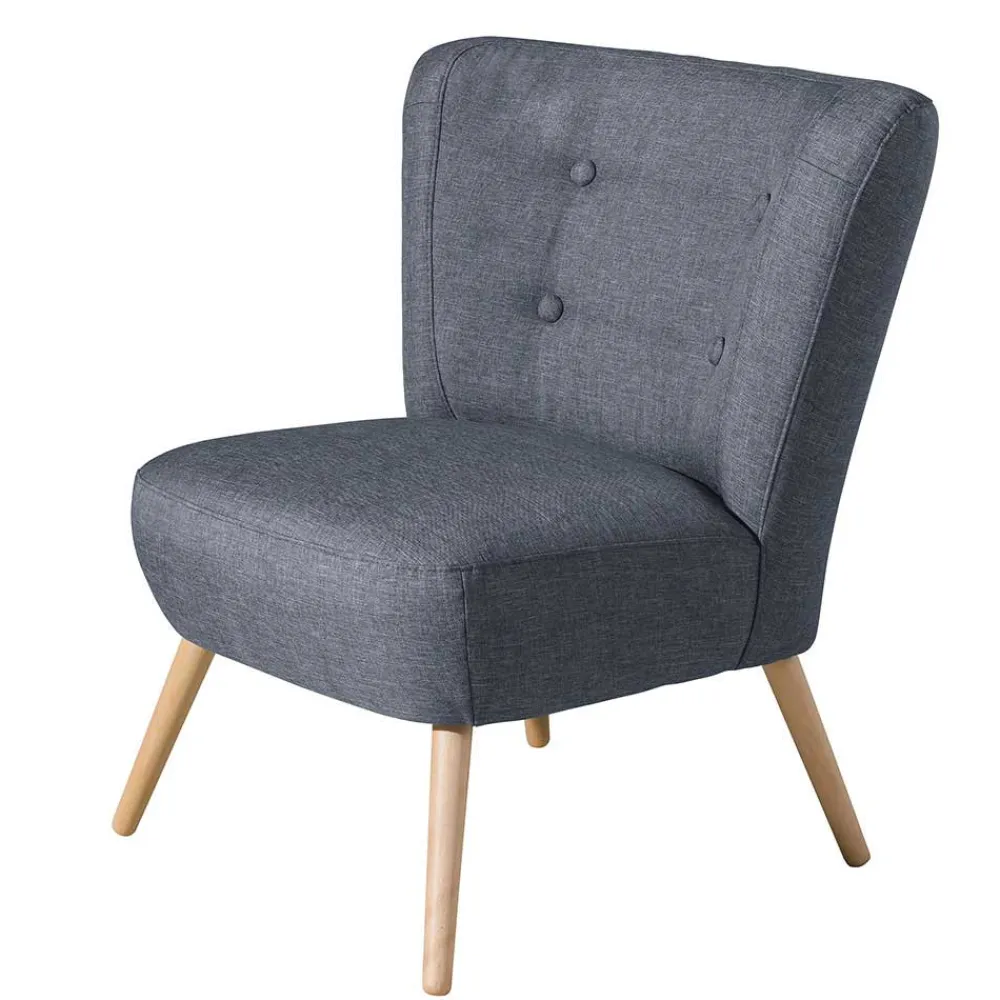 Wohnen Retro-Sessel in Jeansblau Stoff - Florida