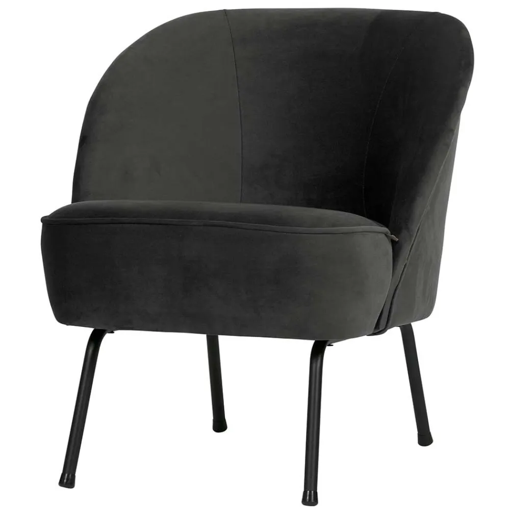 Wohnen Retrosessel in Schwarz mit Samtbezug - Betty