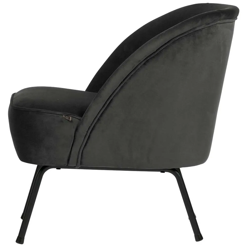 Wohnen Retrosessel in Schwarz mit Samtbezug - Betty