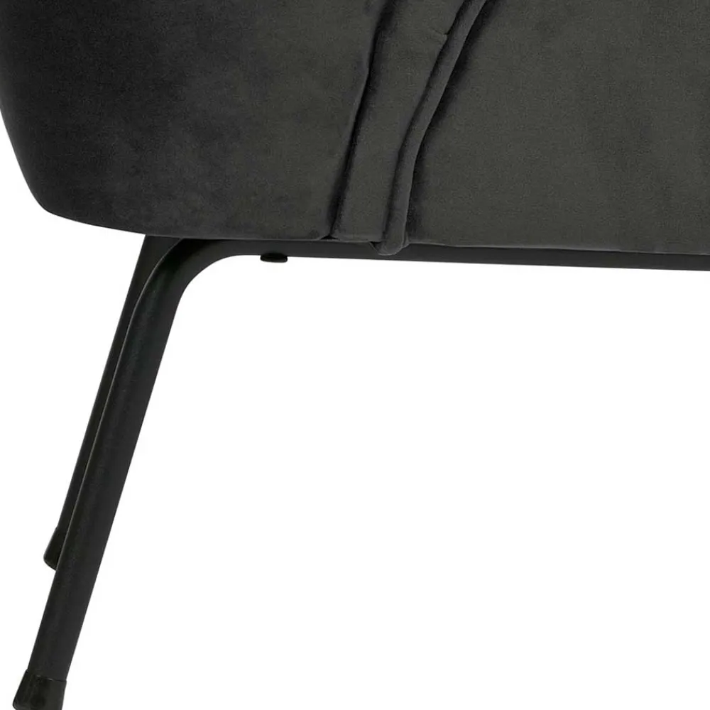 Wohnen Retrosessel in Schwarz mit Samtbezug - Betty