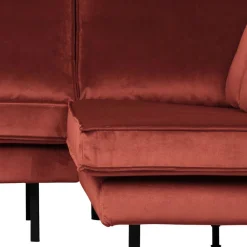 Wohnen Retrosofa in L-Form in Kastanienbraun - Enzing