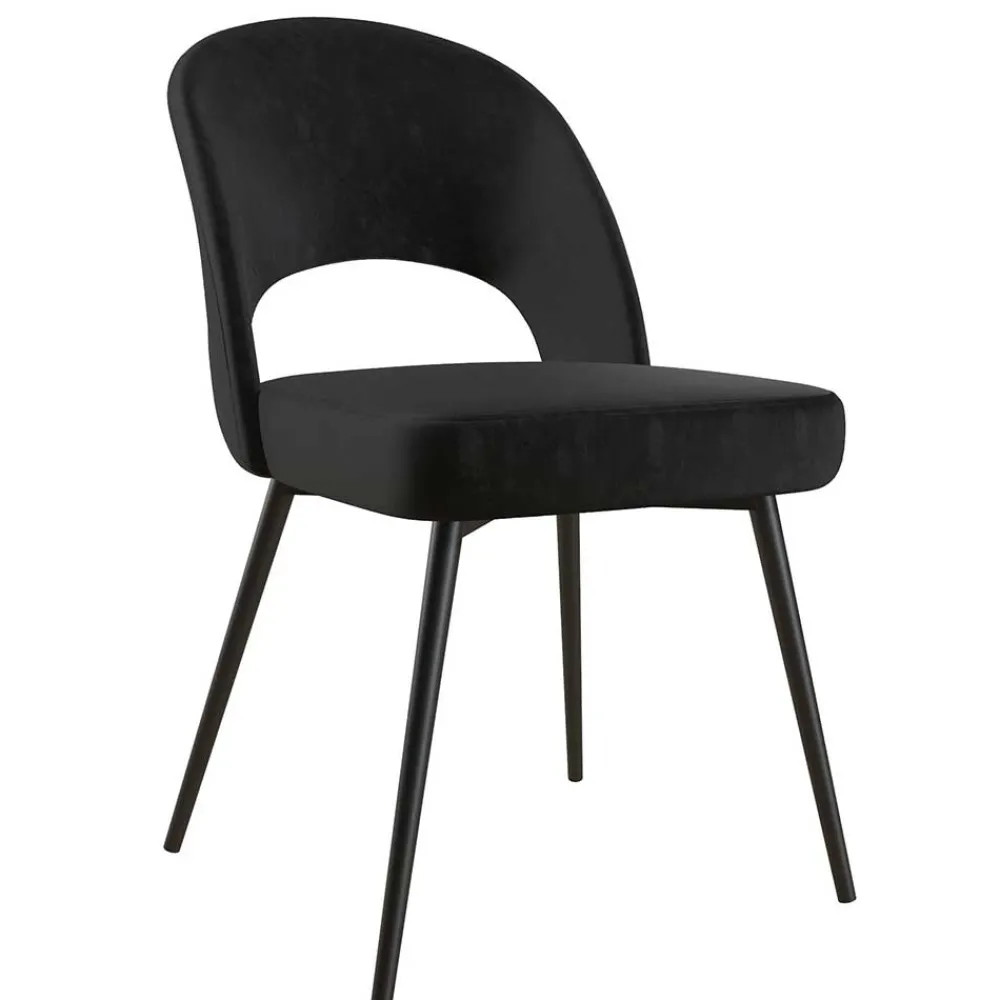 Wohnen Retro Möbel|Küchenstühle*Retrostuhl in Schwarz Samt - Magan