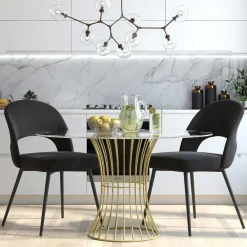 Wohnen Retro Möbel|Küchenstühle*Retrostuhl in Schwarz Samt - Magan