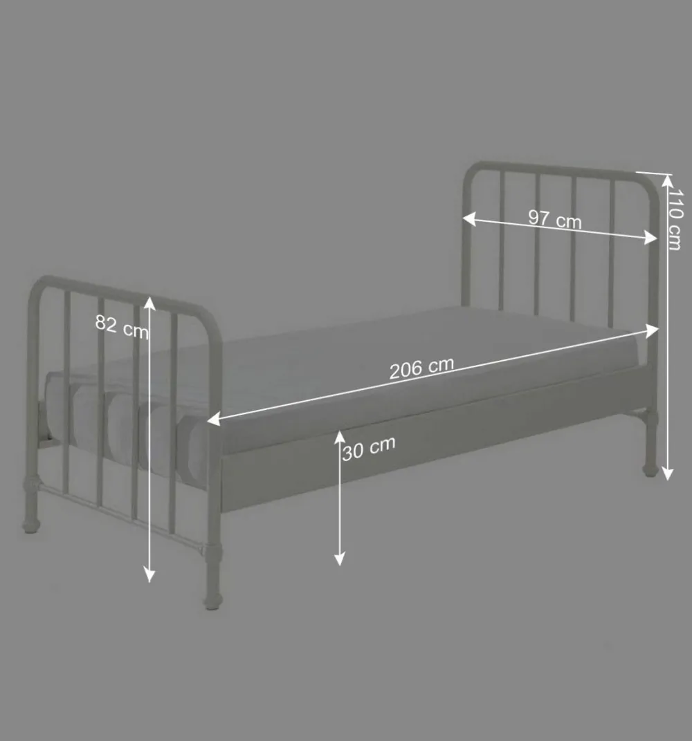 Wohnen Retrostyle Metallbett in Weiß - 90x200 cm - Astra