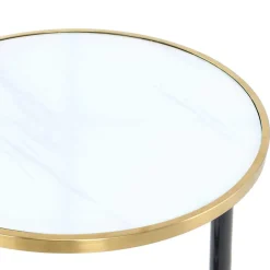 Wohnen Rollbarer Anstelltisch in Weiß & Gold & Schwarz - Tonnato