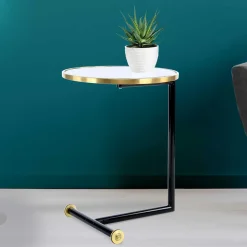 Wohnen Rollbarer Anstelltisch in Weiß & Gold & Schwarz - Tonnato