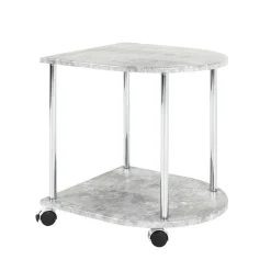 Wohnen Rollbarer Beistelltisch in Beton Optik Stephanie & Chrom