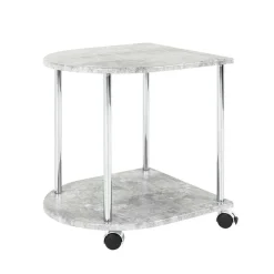 Wohnen Rollbarer Beistelltisch in Beton Optik Stephanie & Chrom
