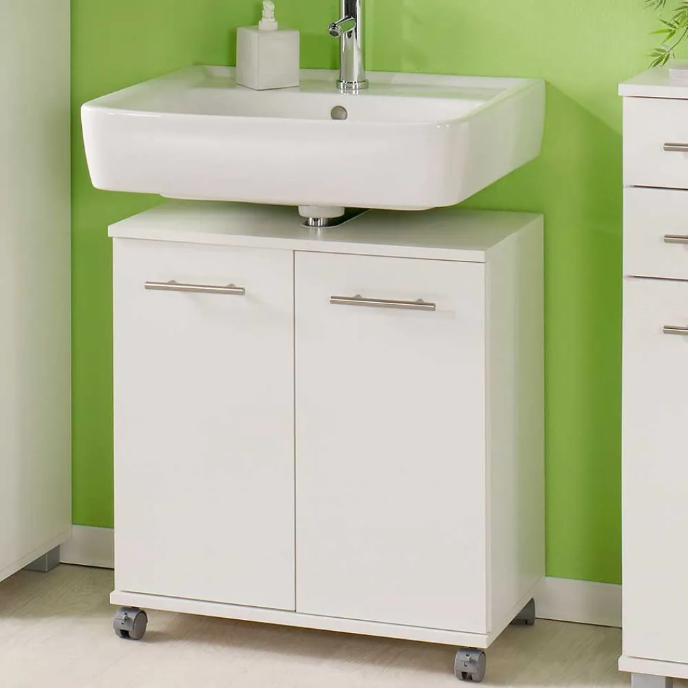Wohnen Rollbarer Waschbeckenunterschrank in Weiß - Amassa