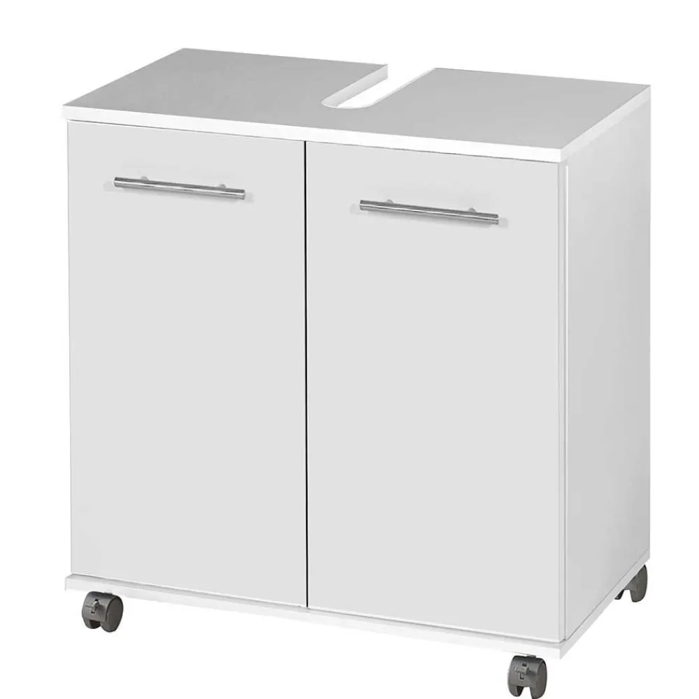 Wohnen Rollbarer Waschbeckenunterschrank in Weiß - Amassa