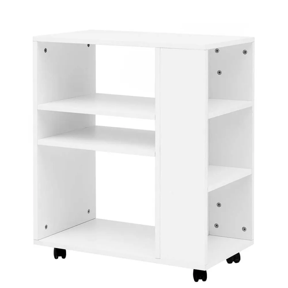 Wohnen Wohnzimmer-Regale|Esszimmerregale*Rollbares Regal in Weiß beschichtet - Arletta