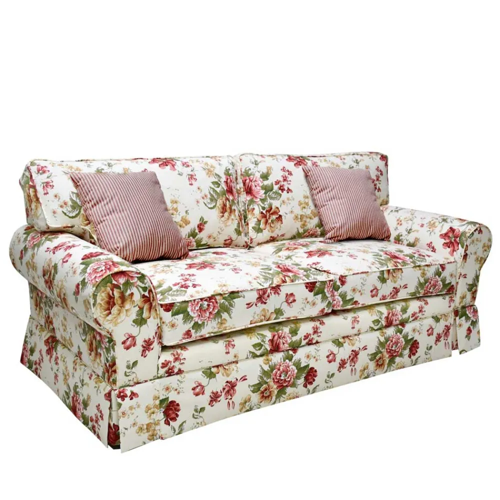 Wohnen Sofas|Sofa*Romantisches Landhaus Sofa mit Blumen Stoff - Telik