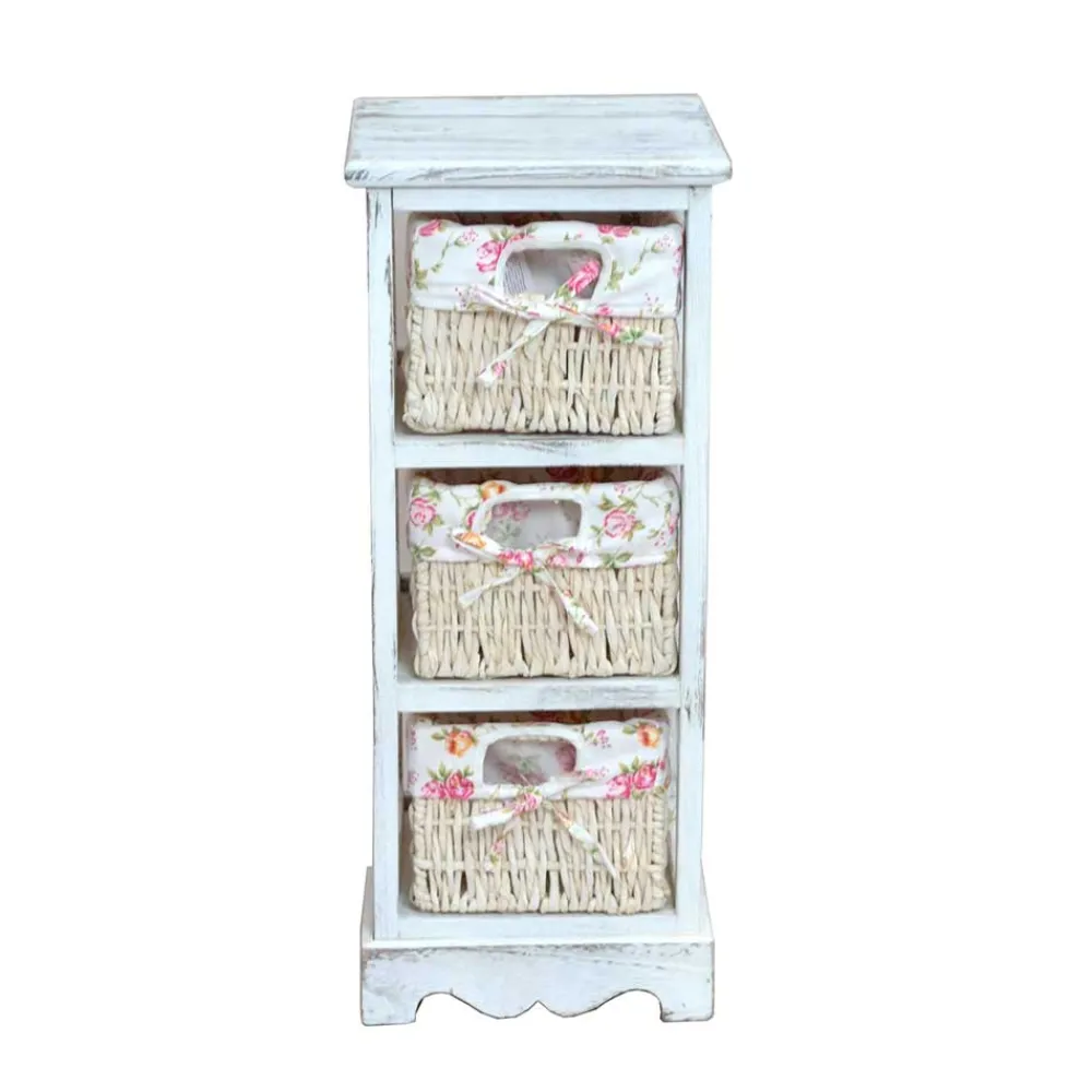 Wohnen Romantisches Regal mit 3 Körben Fortiguno in Weiß