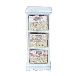 Wohnen Romantisches Regal mit 3 Körben Fortiguno in Weiß