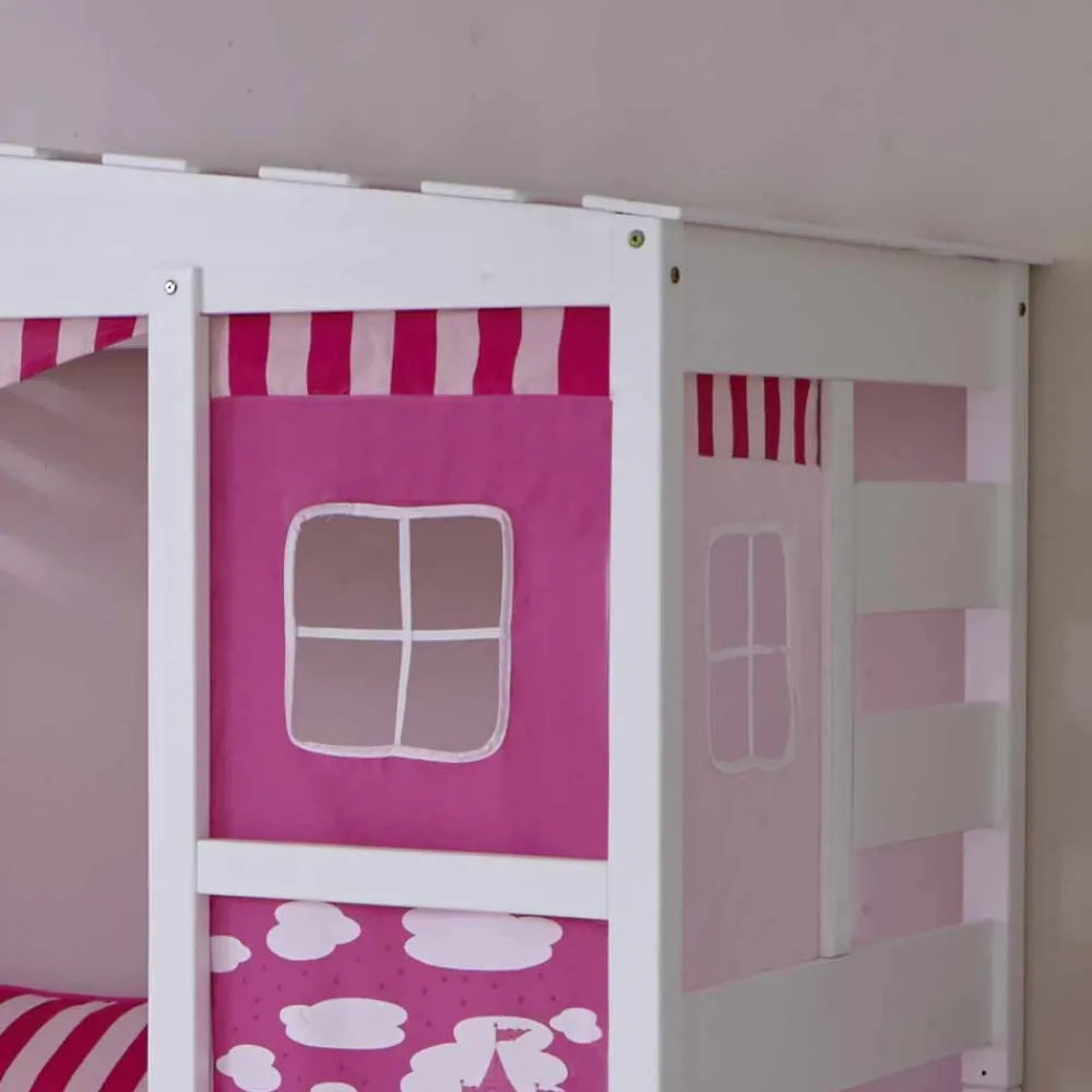 Kinder Wohnen Rosafarbenes Prinzessin-Kinderbett Mantua mit Stauraum