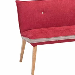 Wohnen Küchenbänke|Esszimmerbänke*Rote Esszimmerbank mit Rückenlehne Laudion & Massivholz Eiche