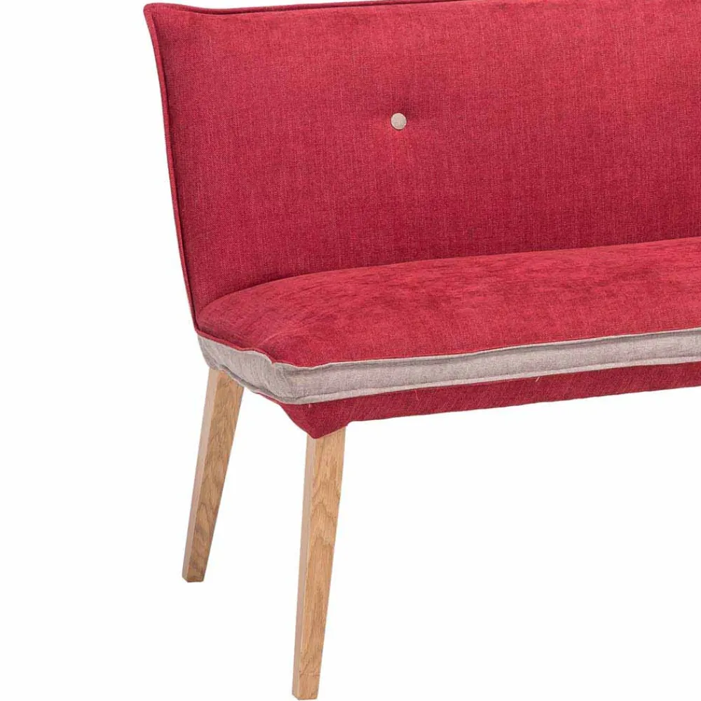 Wohnen Küchenbänke|Esszimmerbänke*Rote Esszimmerbank mit Rückenlehne Laudion & Massivholz Eiche