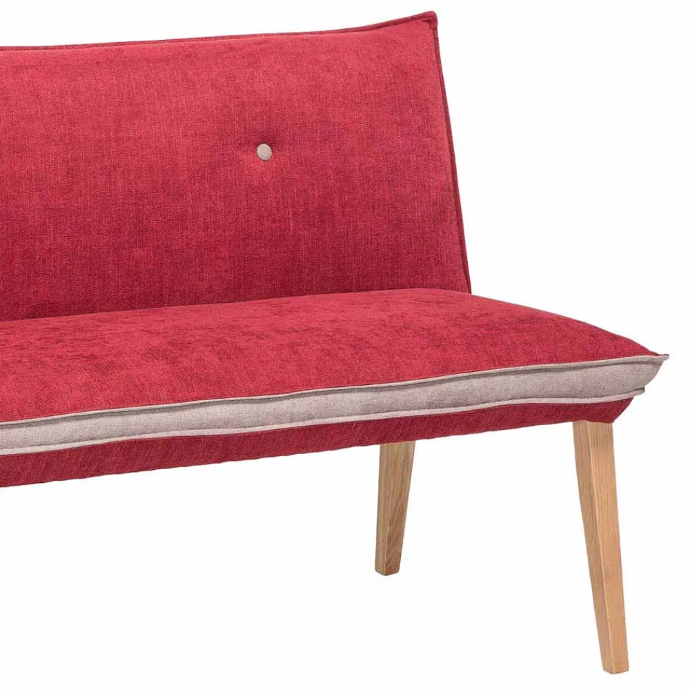 Wohnen Küchenbänke|Esszimmerbänke*Rote Esszimmerbank mit Rückenlehne Laudion & Massivholz Eiche