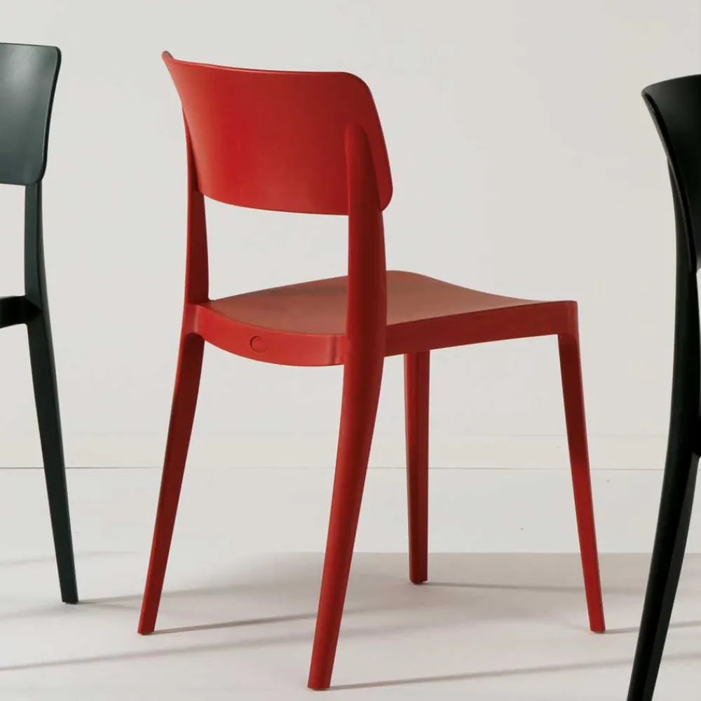 Wohnen Rote Stühle aus Polypropylen stapelbar - Ophila (4er Set)