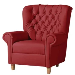 Wohnen Roter Kunstleder Sessel im Chesterfield Look - Swan