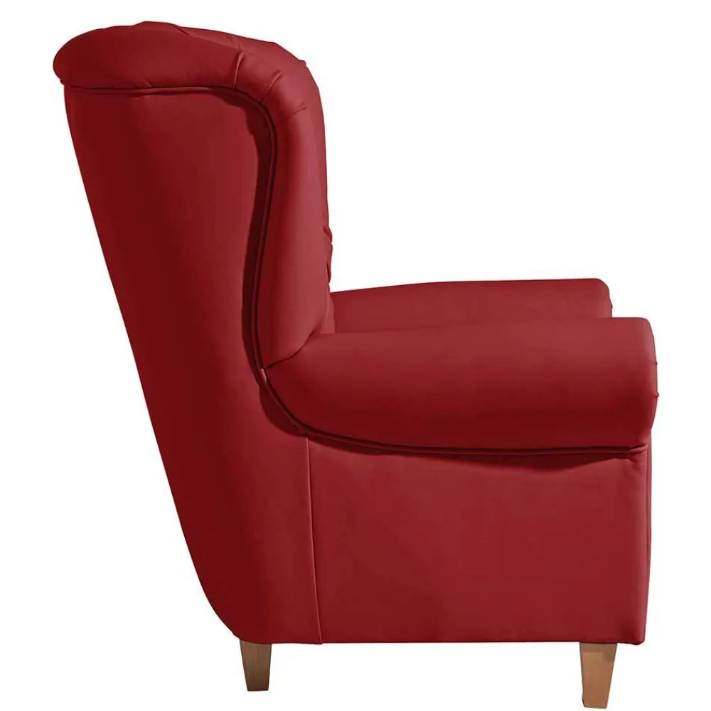 Wohnen Roter Kunstleder Sessel im Chesterfield Look - Swan