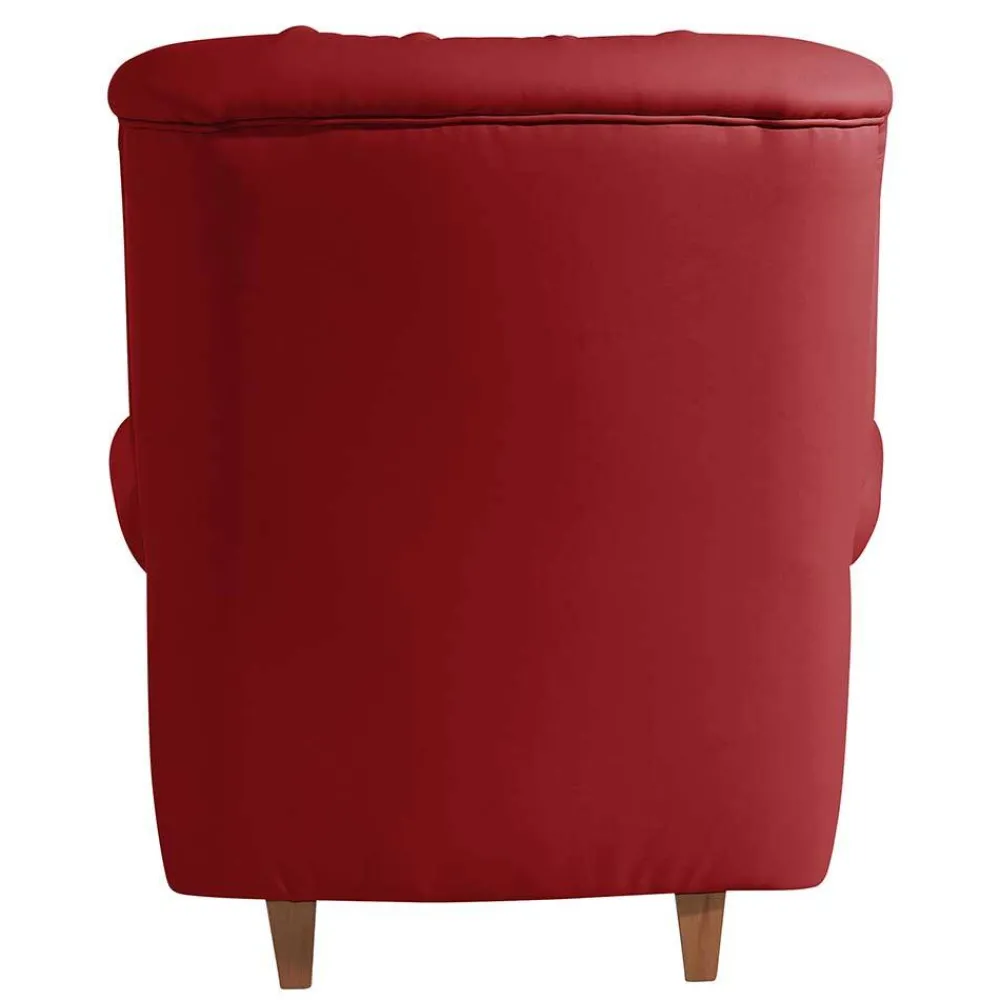 Wohnen Roter Kunstleder Sessel im Chesterfield Look - Swan