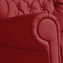 Wohnen Roter Kunstleder Sessel im Chesterfield Look - Swan