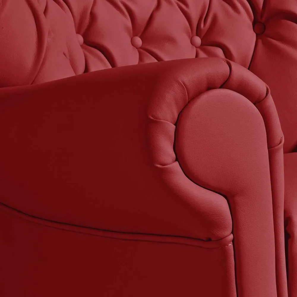 Wohnen Roter Kunstleder Sessel im Chesterfield Look - Swan