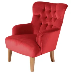 Wohnen Roter Ohrensessel aus Samtvelours - Celona