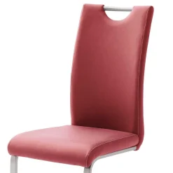 Wohnen Roter Schwingstuhl Kunstleder Cajonara mit Fuß aus Edelstahl (4er Set)