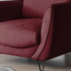 Wohnen Retro Möbel|Sessel*Roter Sessel in Bordeaux Samt - Yonella