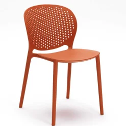 Wohnen Balkonmöbel|Korbmöbel*Roter Stuhl aus Kunststoff Fenturam stapelbar (4er Set)