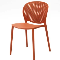 Wohnen Balkonmöbel|Korbmöbel*Roter Stuhl aus Kunststoff Fenturam stapelbar (4er Set)