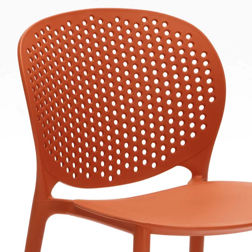 Wohnen Balkonmöbel|Korbmöbel*Roter Stuhl aus Kunststoff Fenturam stapelbar (4er Set)