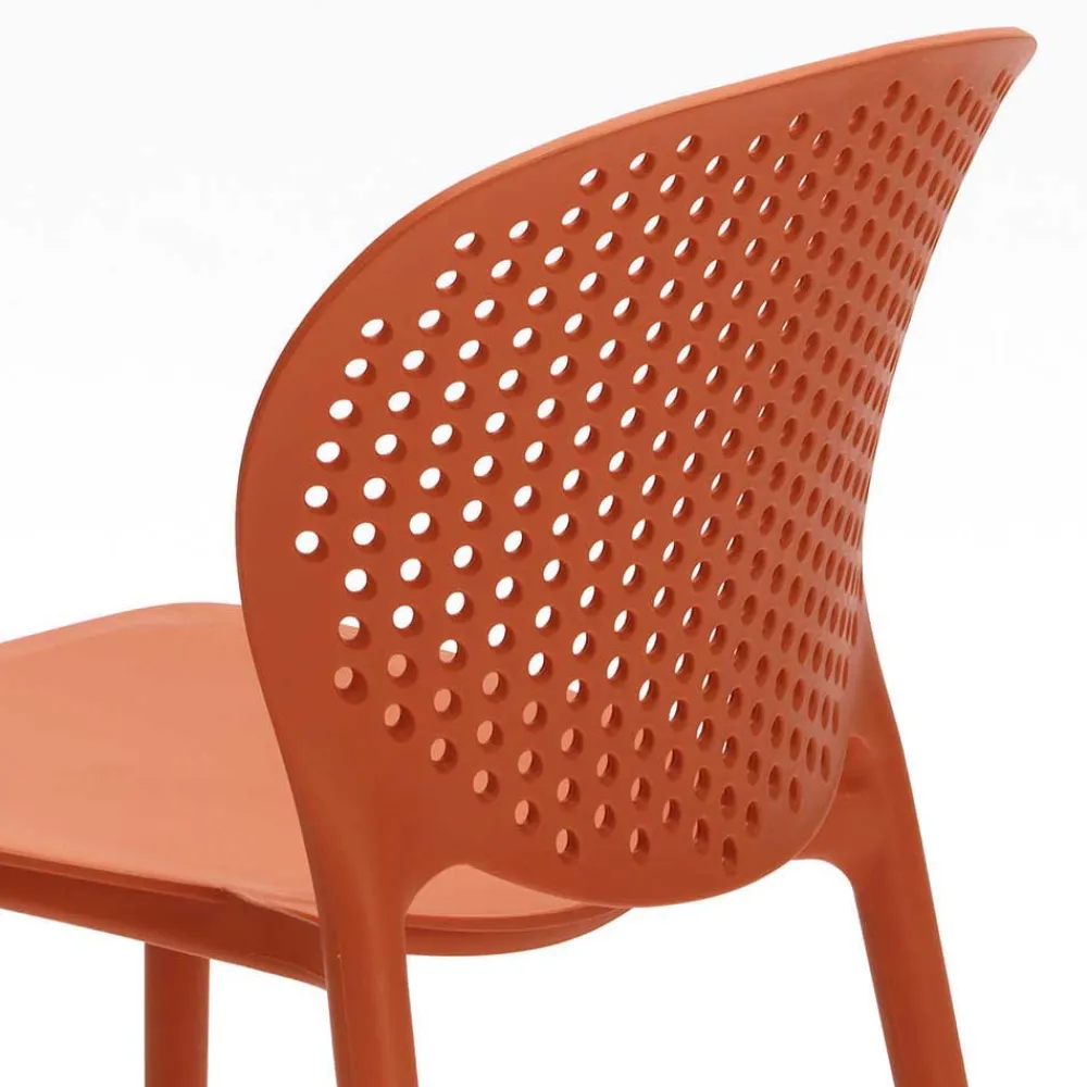 Wohnen Balkonmöbel|Korbmöbel*Roter Stuhl aus Kunststoff Fenturam stapelbar (4er Set)