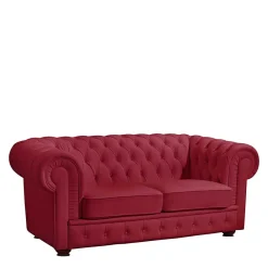 Wohnen Rotes Ledersofa im Chesterfield Design - Geoloro