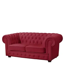 Wohnen Rotes Ledersofa im Chesterfield Design - Geoloro