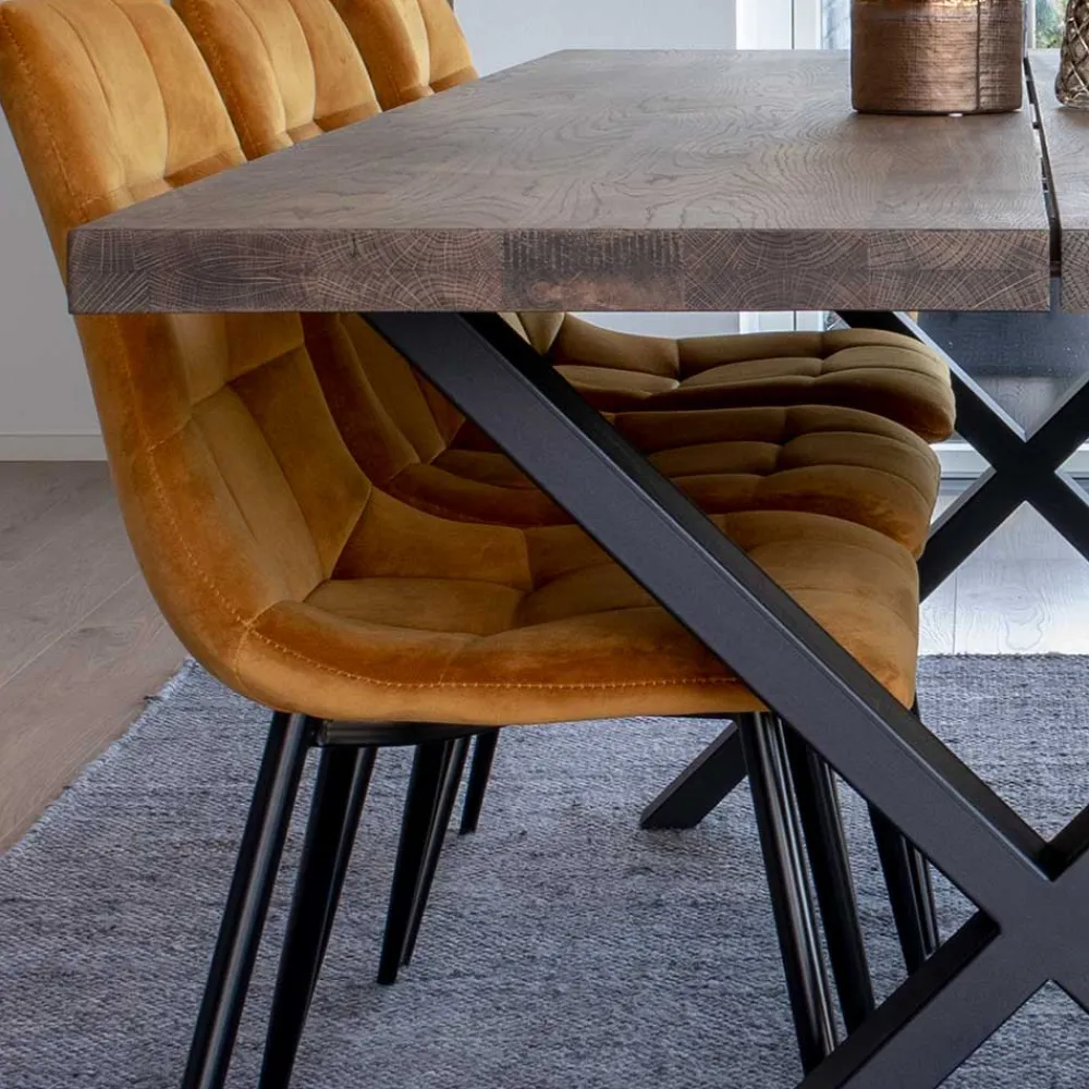 Wohnen Räuchereiche Tisch & 6 Stühle - Alouis (siebenteilig)