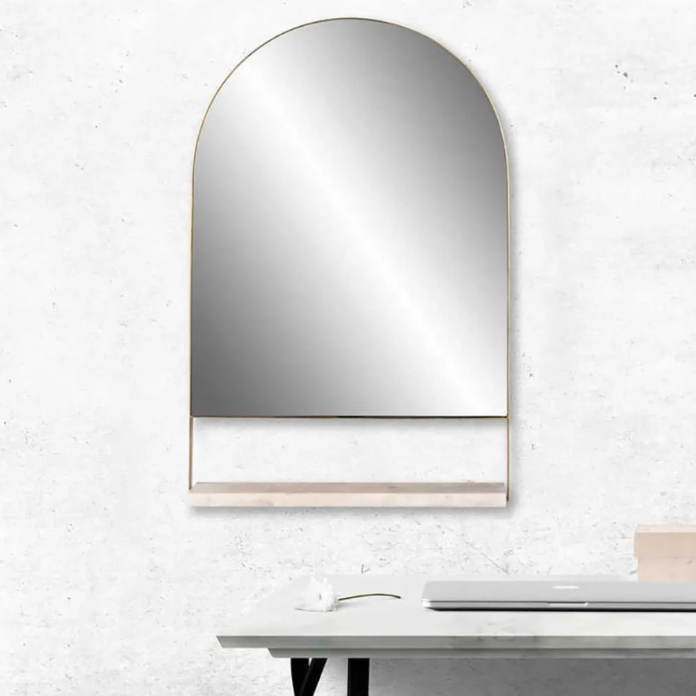 Wohnen Rundbogen-Spiegel mit Marmor Ablage - Nostalc