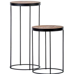 Wohnen Runde Beistelltische aus Teak - Josepha (zweiteilig)