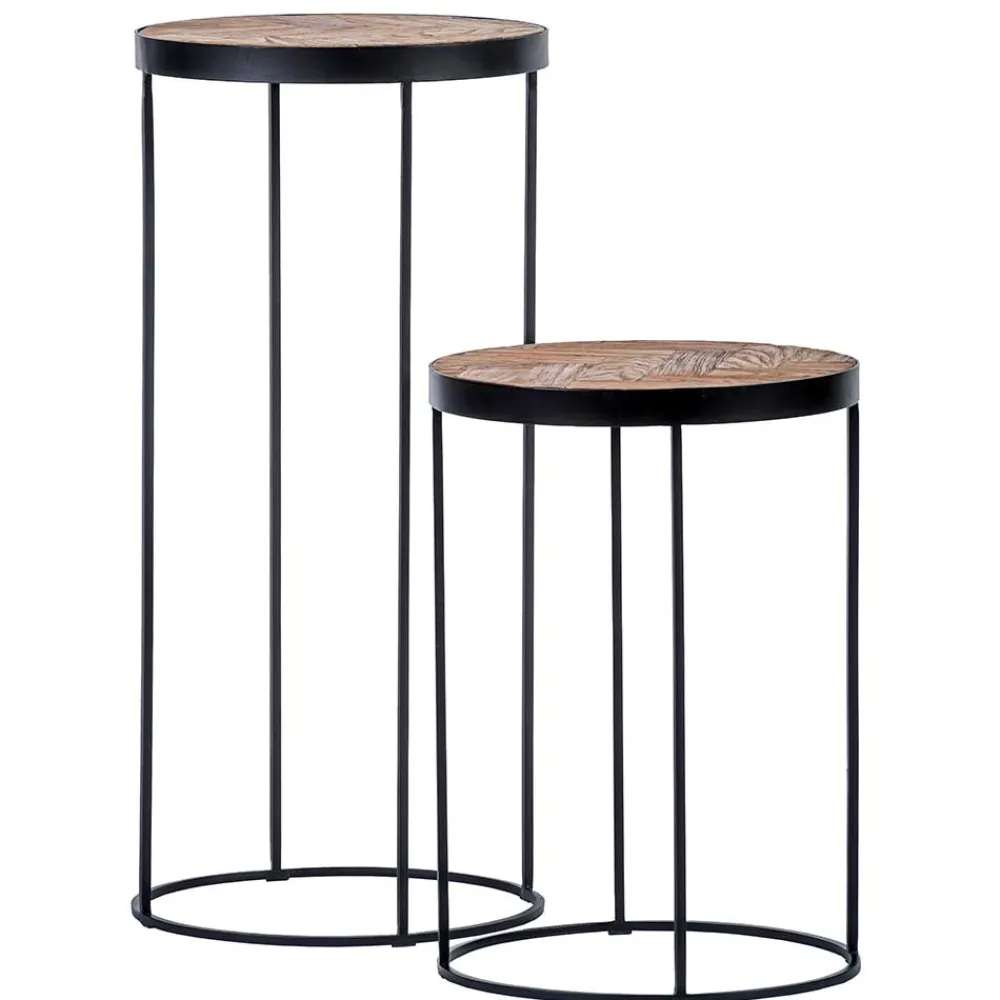 Wohnen Runde Beistelltische aus Teak - Josepha (zweiteilig)