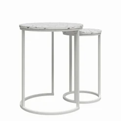 Wohnen Telefontische*Runde Beistelltische in Terrazzo Optik - Genns (zweiteilig)