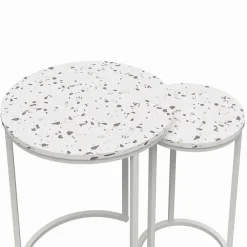 Wohnen Telefontische*Runde Beistelltische in Terrazzo Optik - Genns (zweiteilig)