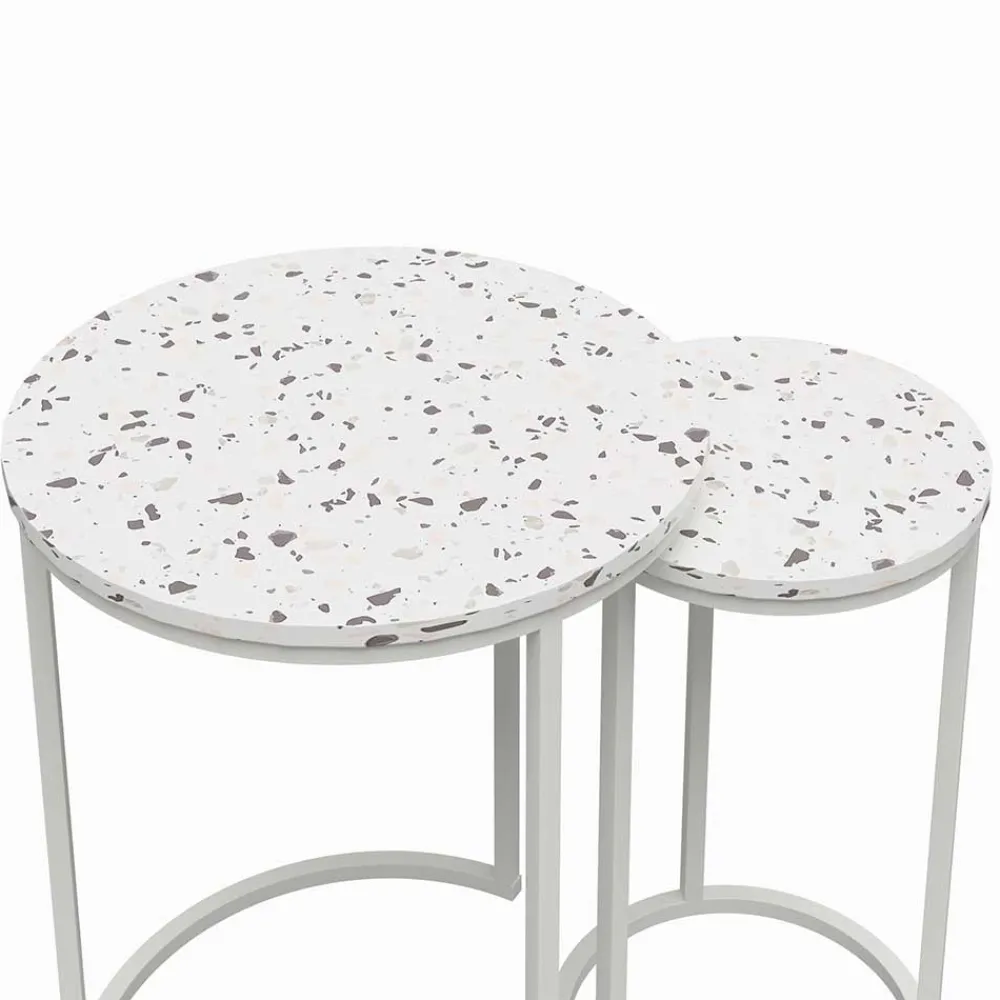 Wohnen Telefontische*Runde Beistelltische in Terrazzo Optik - Genns (zweiteilig)
