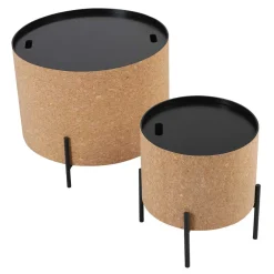 Wohnen Runde Beistelltische mit Stauraum - Abellesa (zweiteilig)