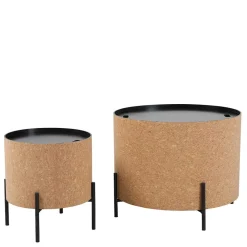 Wohnen Runde Beistelltische mit Stauraum - Abellesa (zweiteilig)