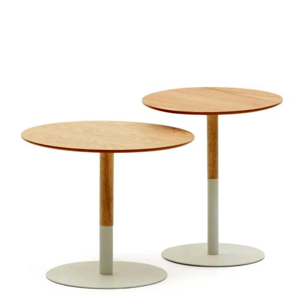 Wohnen Skandinavische Möbel|Couchtisch*Runde Beistelltische zweifarbig - Linuselia (zweiteilig)